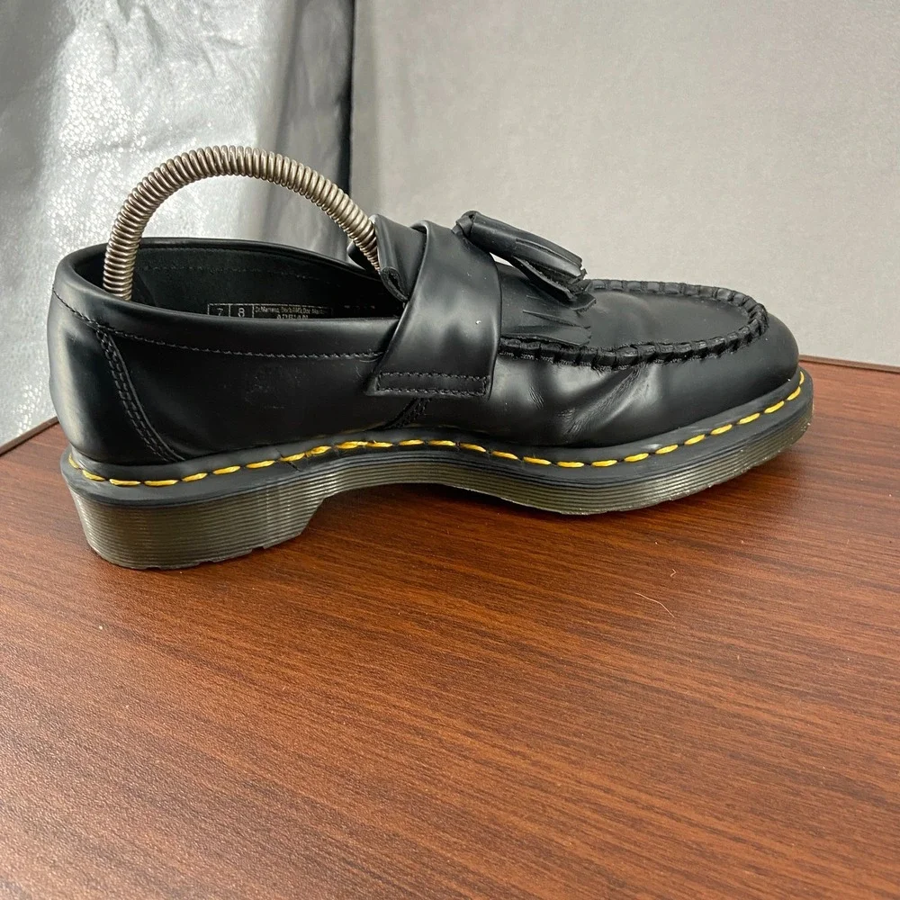 Dr. Martens Adrian Unisex M8/L9 Loafer Black Tassel Moc Toe Casual Slip On Shoes